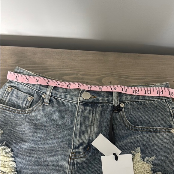 Glamorous Blue Distressed Jean Shorts - Picture 5 of 5